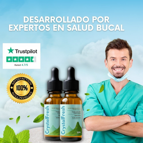 CrystalFresh™ | Gotas naturales que eliminan el mal aliento al instante 💧 ¡PROMO 2X1!